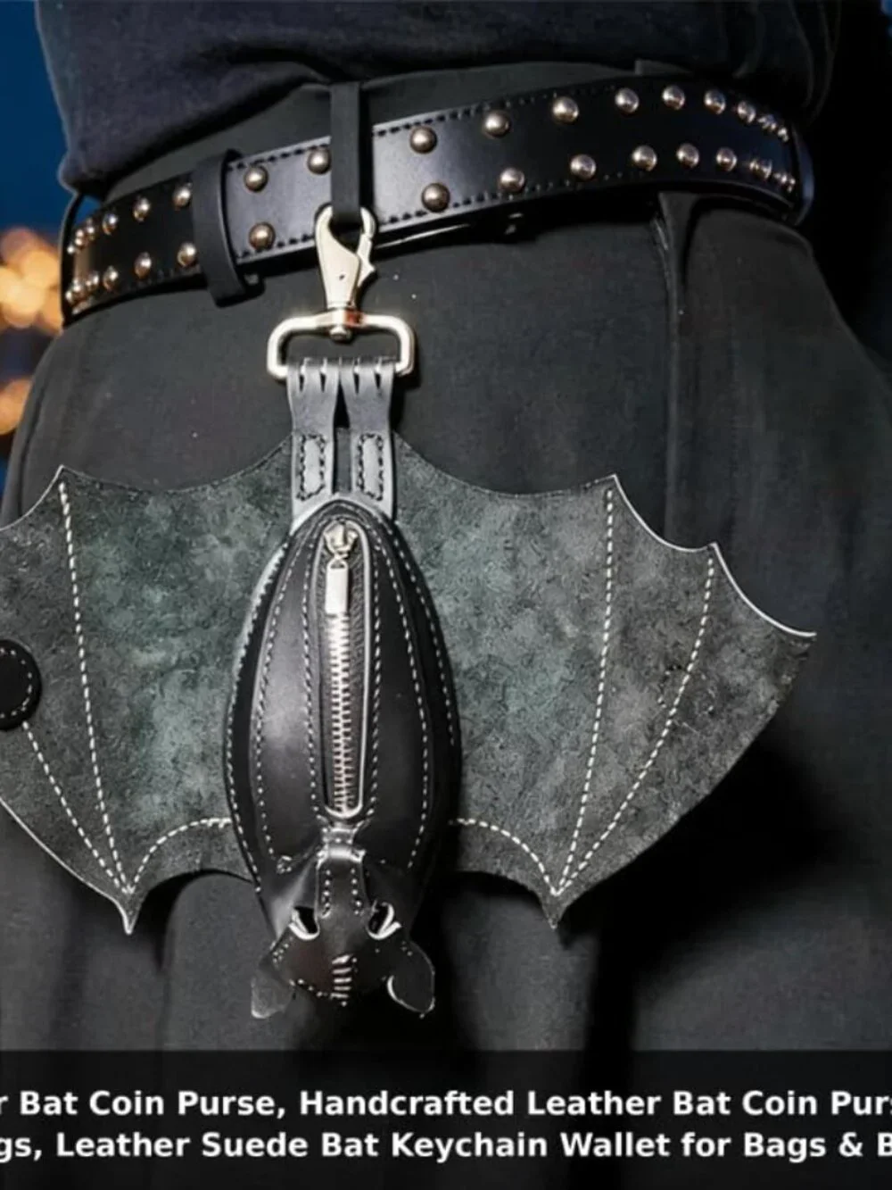 Leather Bat Coin Purse Gothic Wallet Handmade Bag Charm